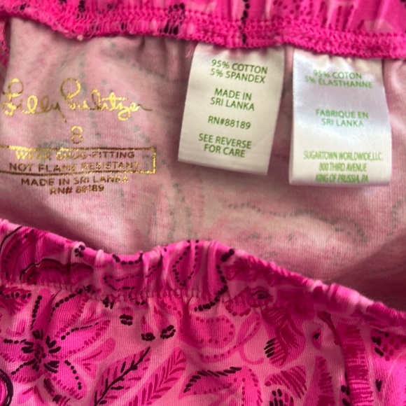 Lilly Pulitzer Pink Pajama Set with Festive Swirl Design - Picture 7 of 8